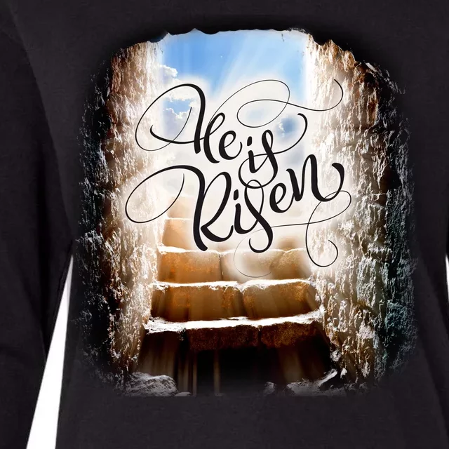 He Has Risen Jesus Christ Tomb Womens Cotton Relaxed Long Sleeve T-Shirt