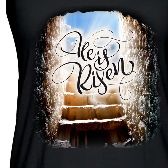 He Has Risen Jesus Christ Tomb Ladies Essential Flowy Tank