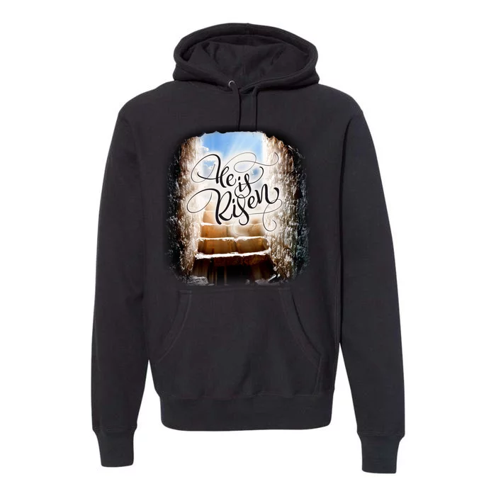 He Has Risen Jesus Christ Tomb Premium Hoodie