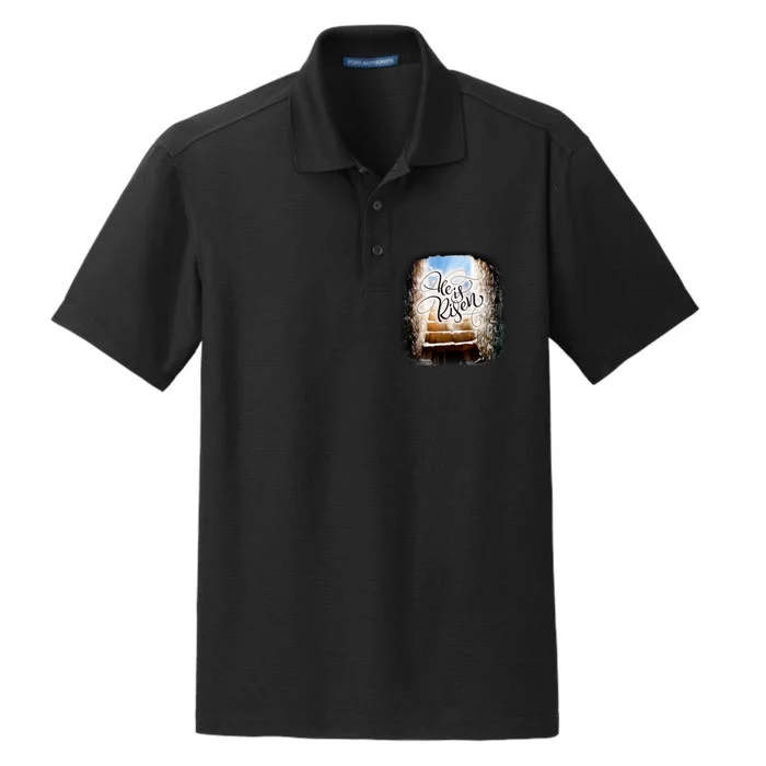 He Has Risen Jesus Christ Tomb Dry Zone Grid Performance Polo