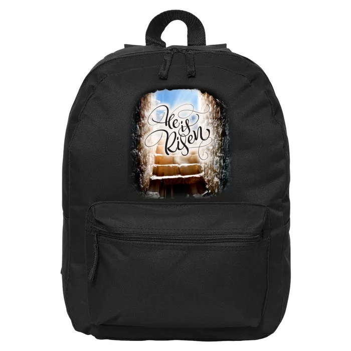 He Has Risen Jesus Christ Tomb 16 in Basic Backpack