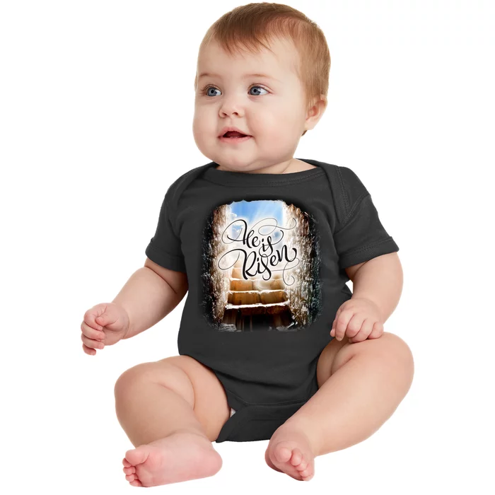 He Has Risen Jesus Christ Tomb Baby Bodysuit