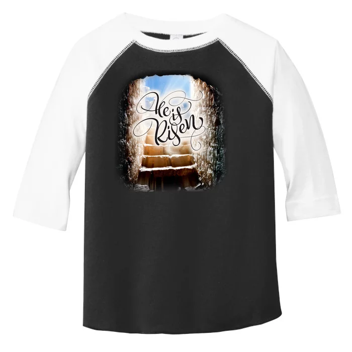 He Has Risen Jesus Christ Tomb Toddler Fine Jersey T-Shirt