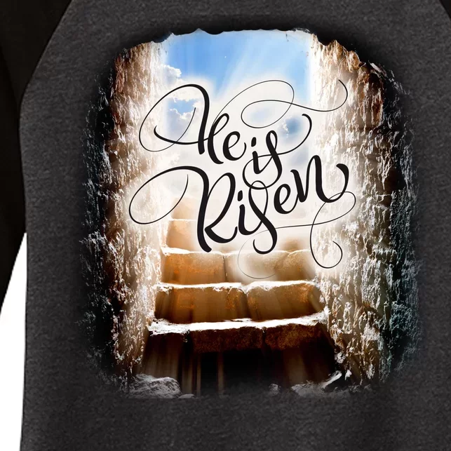 He Has Risen Jesus Christ Tomb Women's Tri-Blend 3/4-Sleeve Raglan Shirt