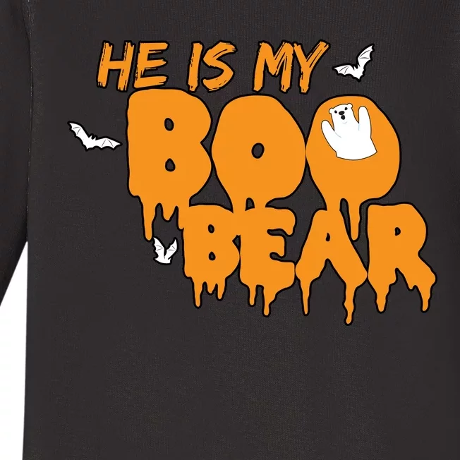 He Is My Boo Bear Baby Long Sleeve Bodysuit