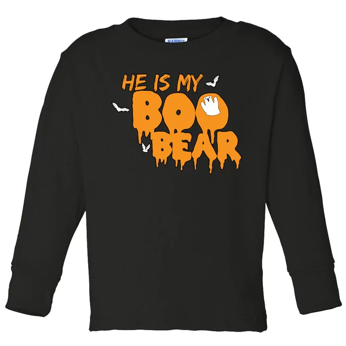 He Is My Boo Bear Toddler Long Sleeve Shirt