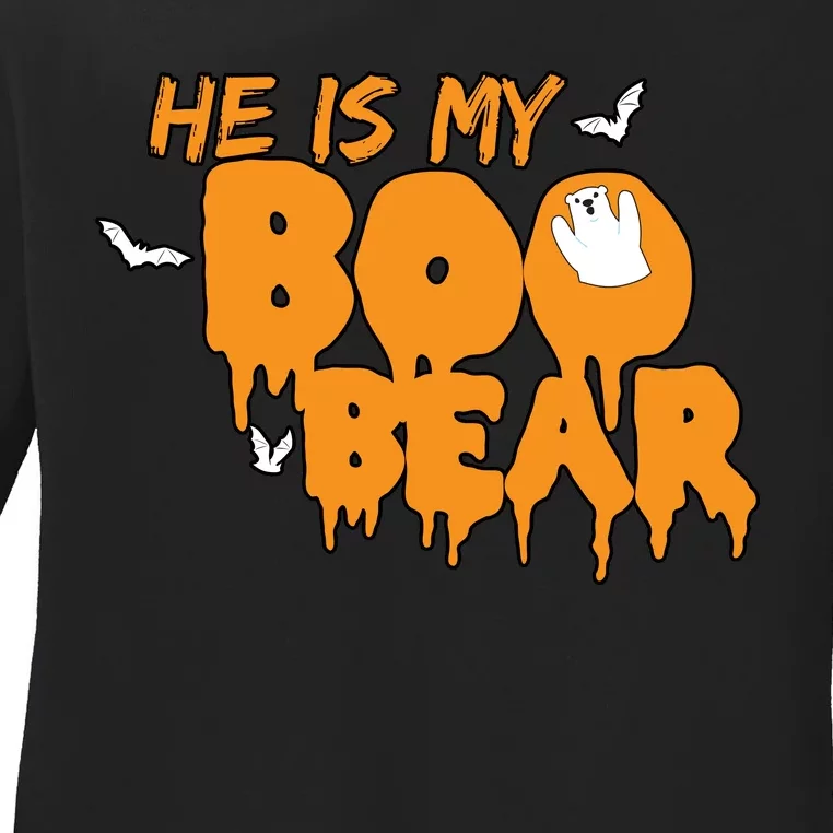 He Is My Boo Bear Ladies Long Sleeve Shirt