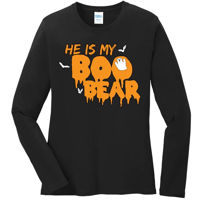 He Is My Boo Bear Ladies Long Sleeve Shirt