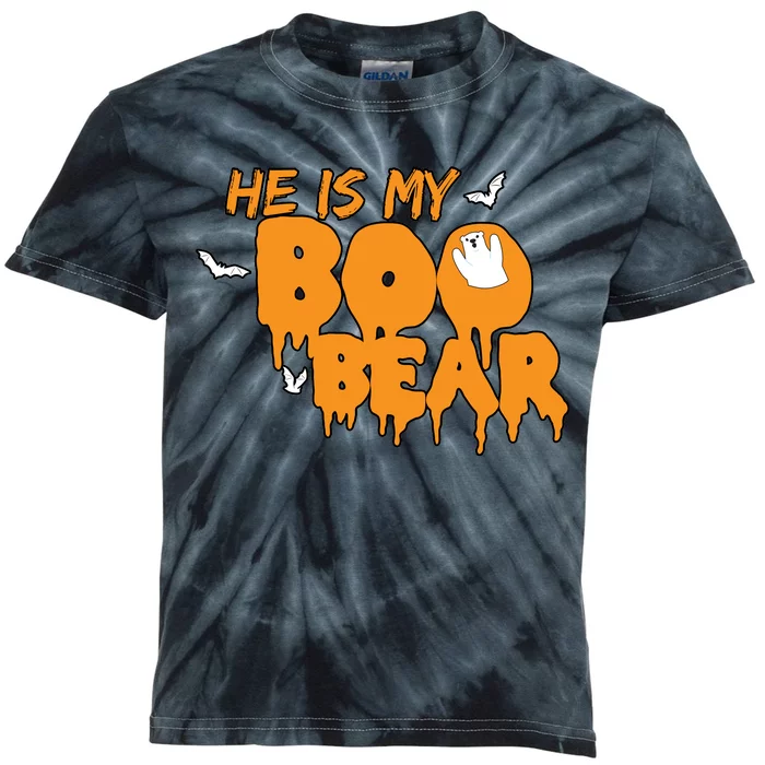 He Is My Boo Bear Kids Tie-Dye T-Shirt