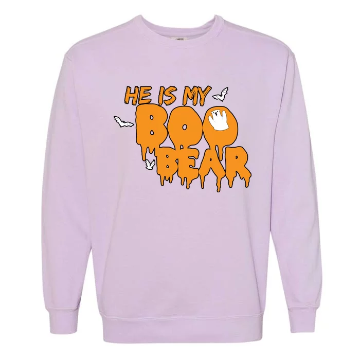 He Is My Boo Bear Garment-Dyed Sweatshirt