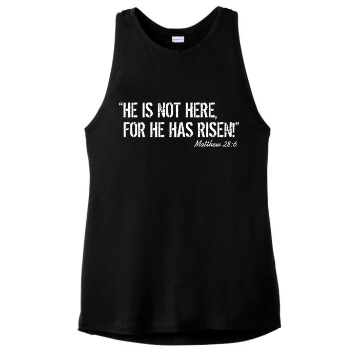 He is Not HERE, For He Has RISEN Matthew 28:6 Jesus Ladies Tri-Blend Wicking Tank