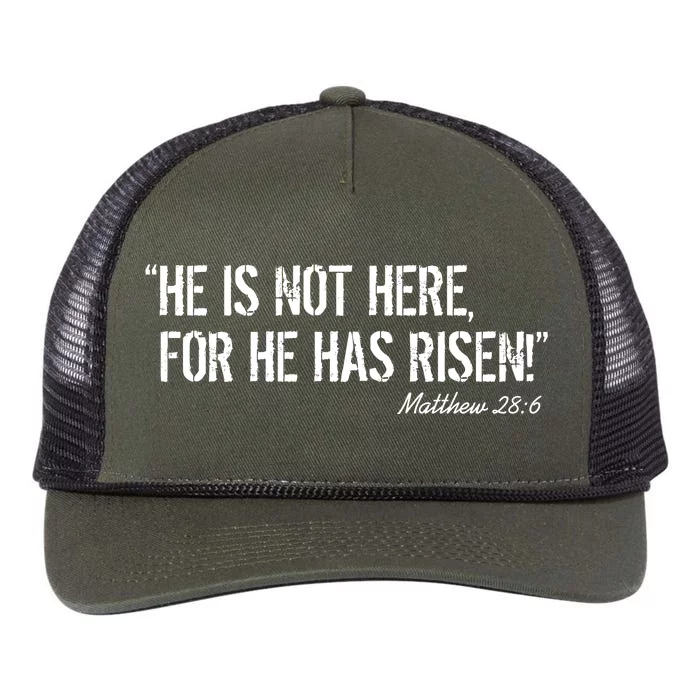 He is Not HERE, For He Has RISEN Matthew 28:6 Jesus Retro Rope Trucker Hat Cap