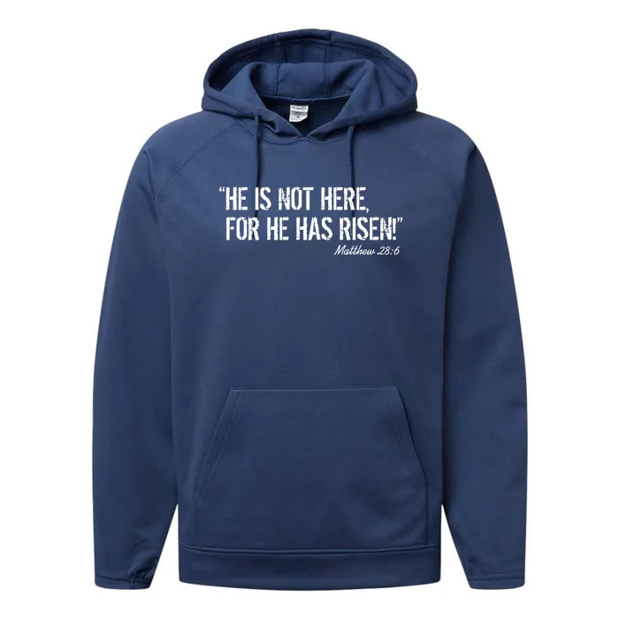 He is Not HERE, For He Has RISEN Matthew 28:6 Jesus Performance Fleece Hoodie