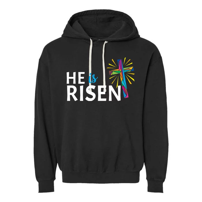 He Is Risen Colorful Cross Garment-Dyed Fleece Hoodie