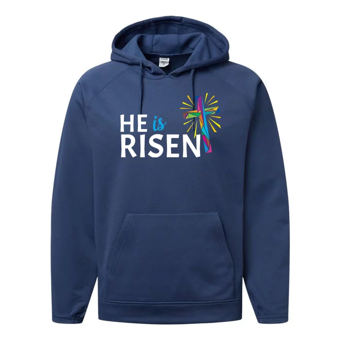 He Is Risen Colorful Cross Performance Fleece Hoodie