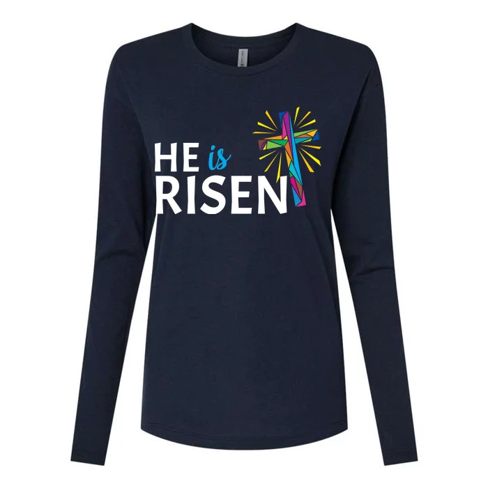 He Is Risen Colorful Cross Womens Cotton Relaxed Long Sleeve T-Shirt