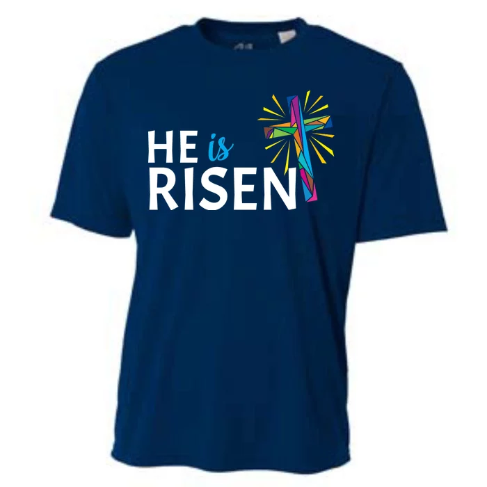 He Is Risen Colorful Cross Cooling Performance Crew T-Shirt