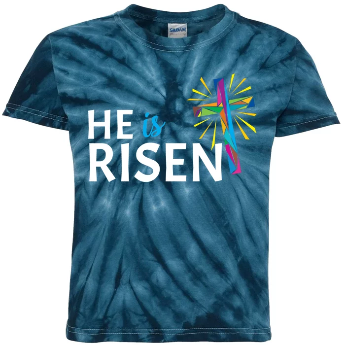 He Is Risen Colorful Cross Kids Tie-Dye T-Shirt