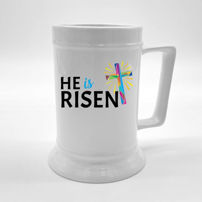 He Is Risen Colorful Cross Front & Back Beer Stein