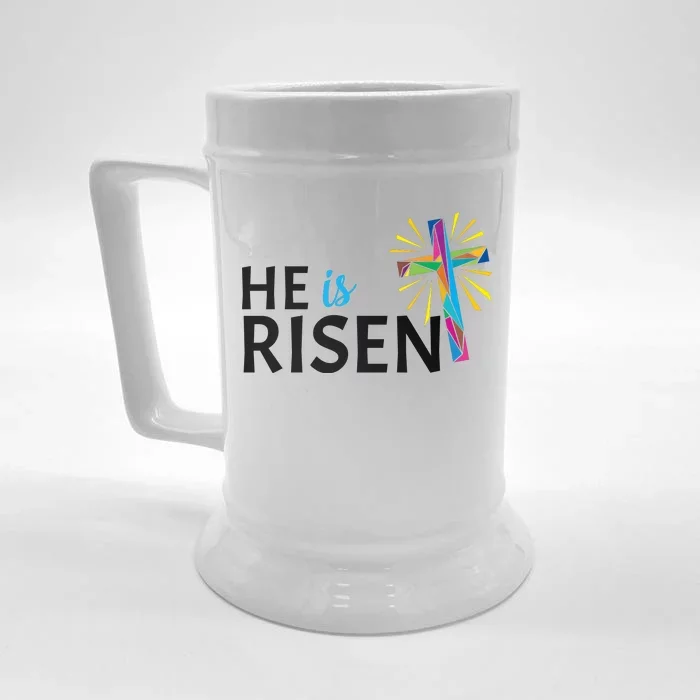 He Is Risen Colorful Cross Front & Back Beer Stein