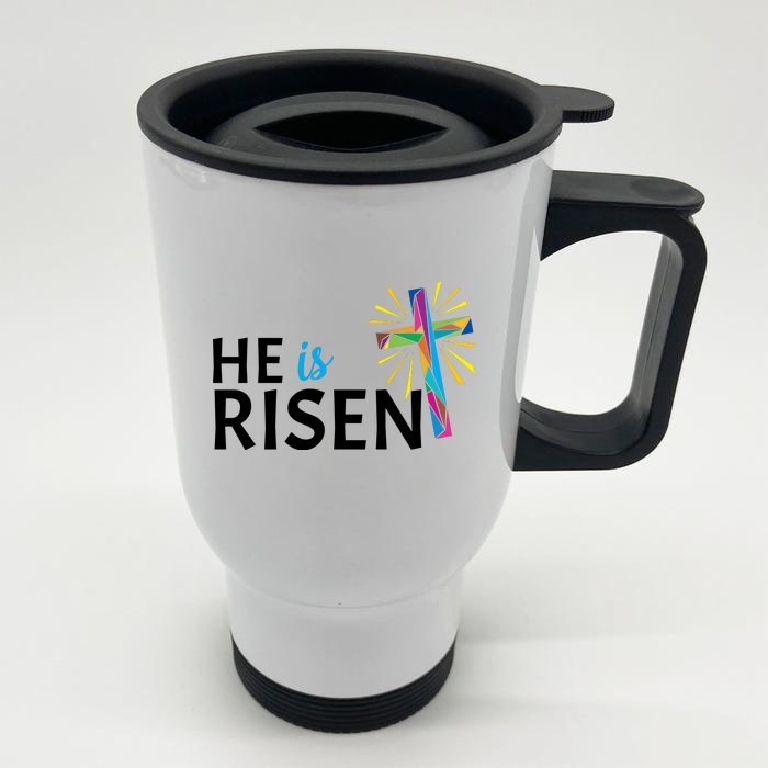 He Is Risen Colorful Cross Front & Back Stainless Steel Travel Mug