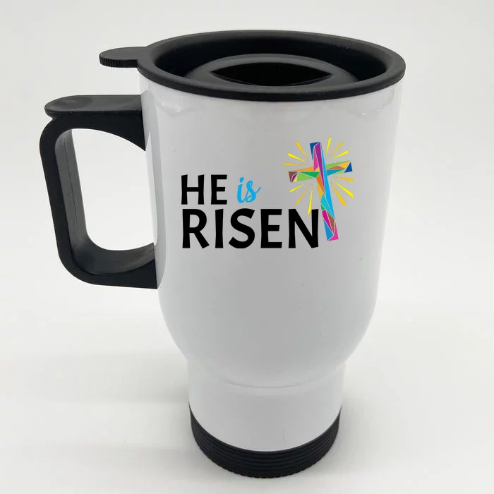 He Is Risen Colorful Cross Front & Back Stainless Steel Travel Mug