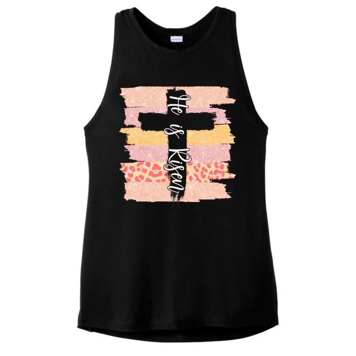 He Is Risen Easter Resurrection Jesus Ladies Tri-Blend Wicking Tank