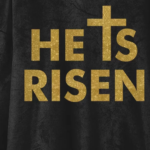 He Is Risen Jesus Savior Easter Gold Glitter Print Hooded Wearable Blanket