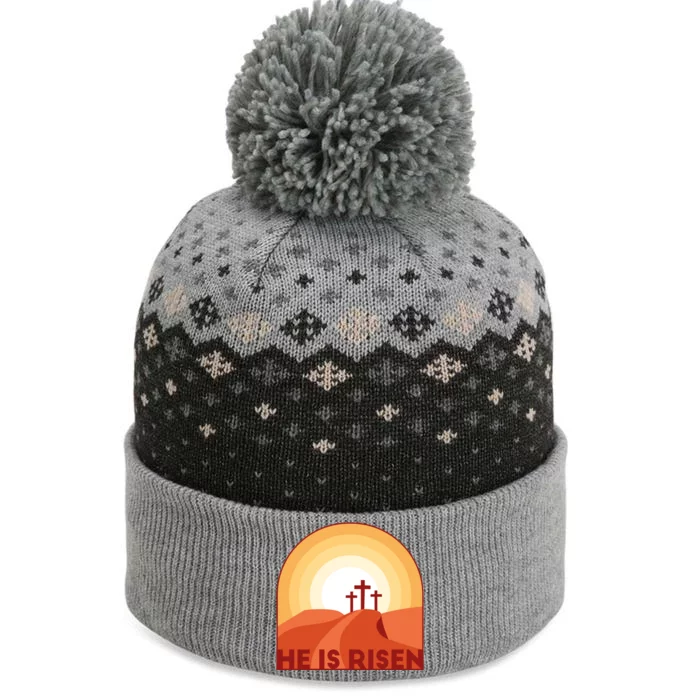 He Is Risen Sunset Jesus Christian The Baniff Cuffed Pom Beanie