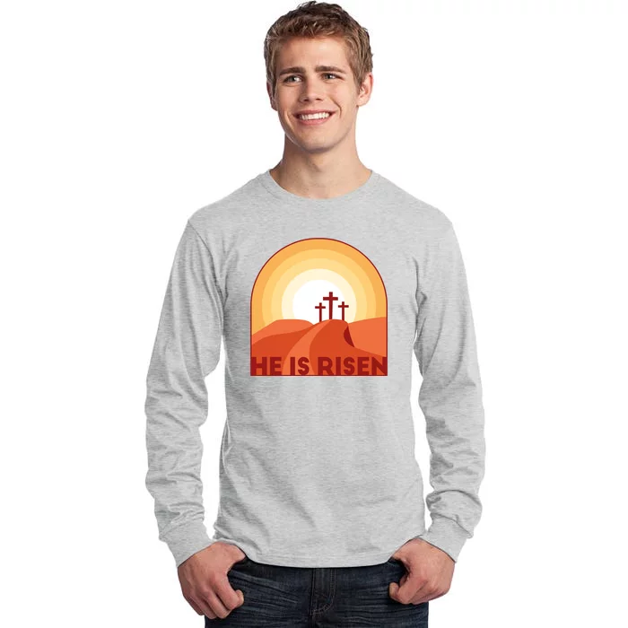 He Is Risen Sunset Jesus Christian Tall Long Sleeve T-Shirt