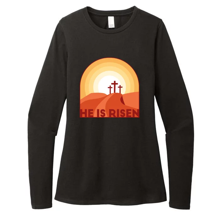 He Is Risen Sunset Jesus Christian Womens CVC Long Sleeve Shirt