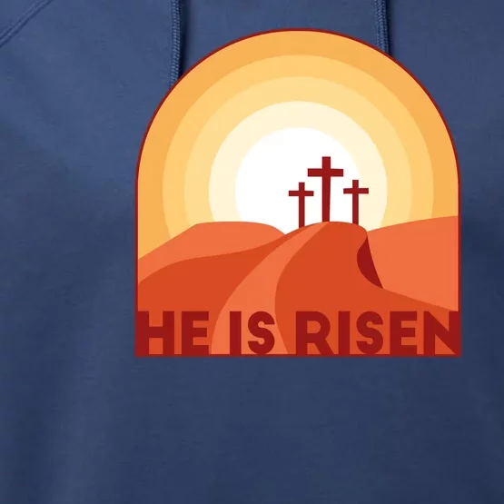 He Is Risen Sunset Jesus Christian Performance Fleece Hoodie