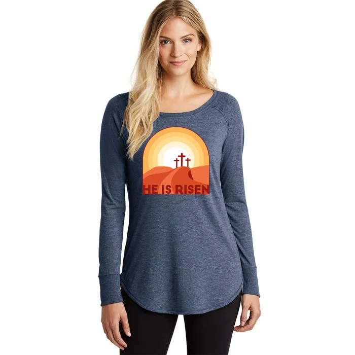 He Is Risen Sunset Jesus Christian Women's Perfect Tri Tunic Long Sleeve Shirt