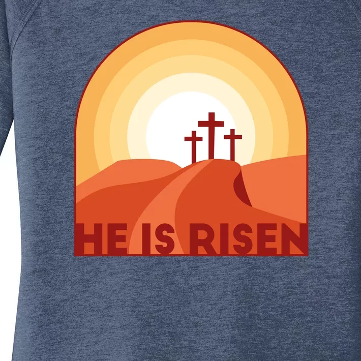 He Is Risen Sunset Jesus Christian Women's Perfect Tri Tunic Long Sleeve Shirt