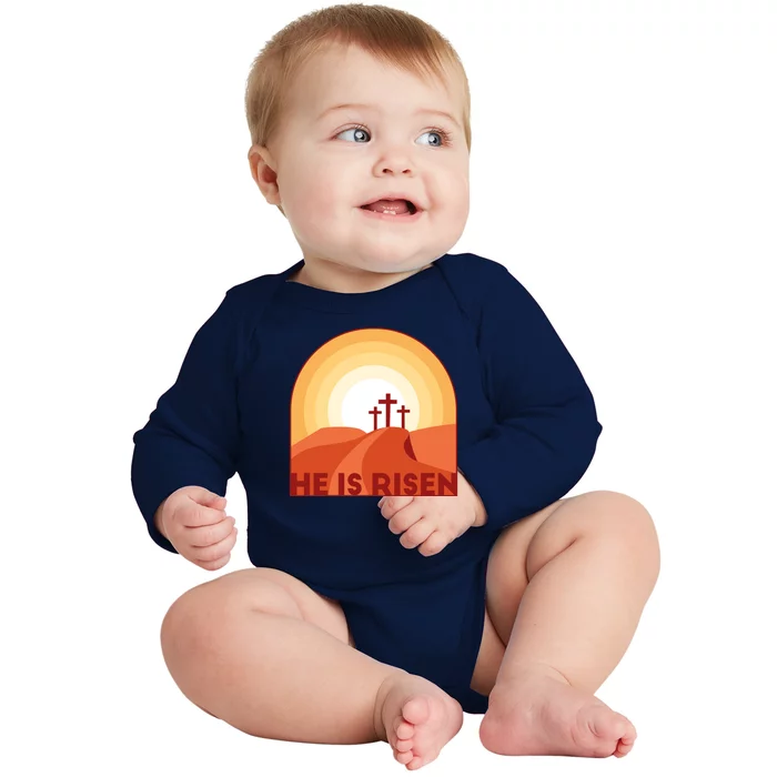 He Is Risen Sunset Jesus Christian Baby Long Sleeve Bodysuit