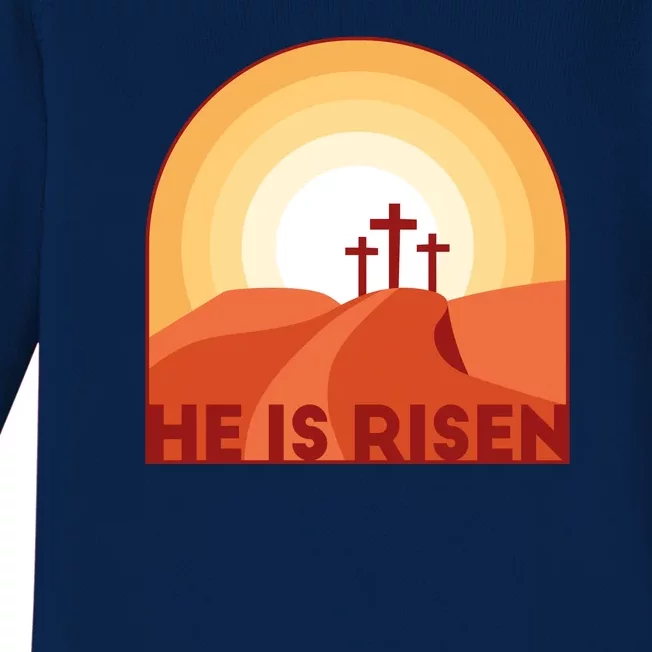 He Is Risen Sunset Jesus Christian Baby Long Sleeve Bodysuit