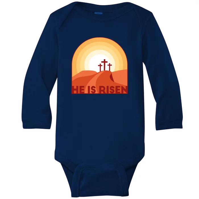 He Is Risen Sunset Jesus Christian Baby Long Sleeve Bodysuit