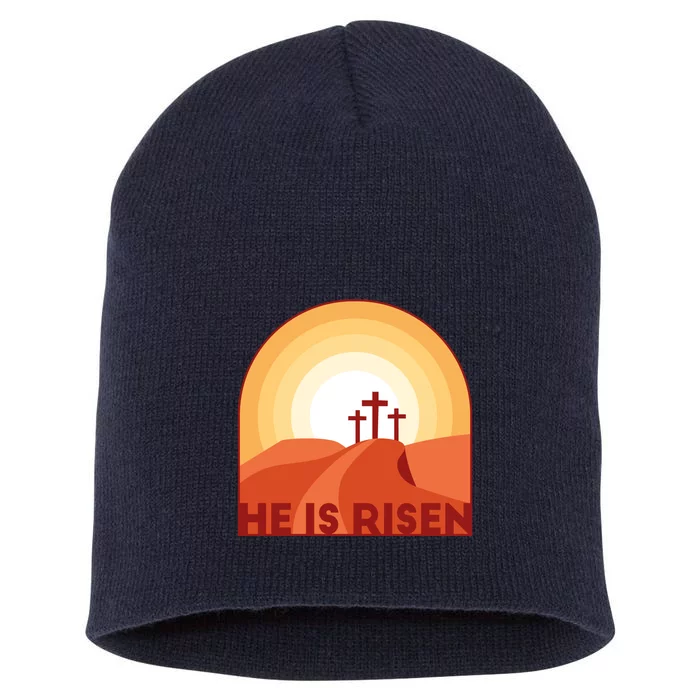 He Is Risen Sunset Jesus Christian Short Acrylic Beanie