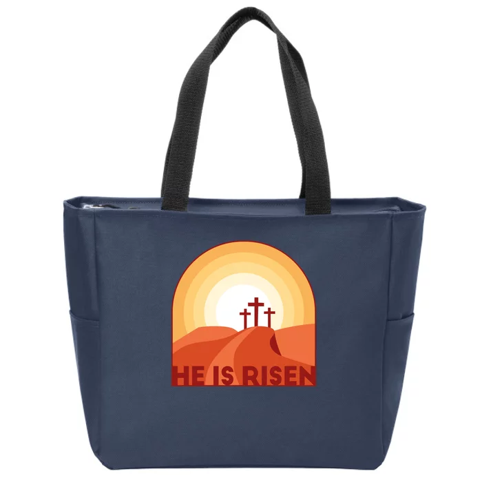 He Is Risen Sunset Jesus Christian Zip Tote Bag