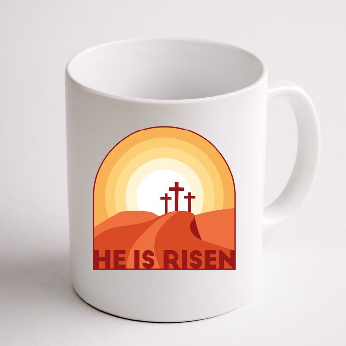 He Is Risen Sunset Jesus Christian Front & Back Coffee Mug