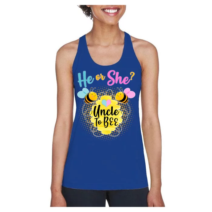 He or She? Uncle to Bee Women's Racerback Tank