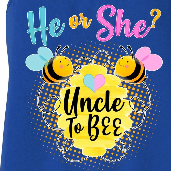 He or She? Uncle to Bee Women's Racerback Tank