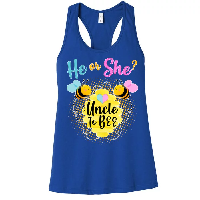 He or She? Uncle to Bee Women's Racerback Tank