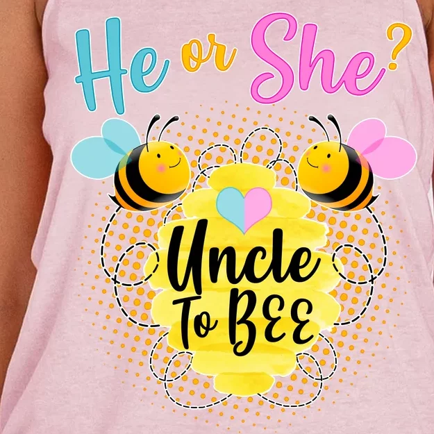 He or She? Uncle to Bee Women's Knotted Racerback Tank