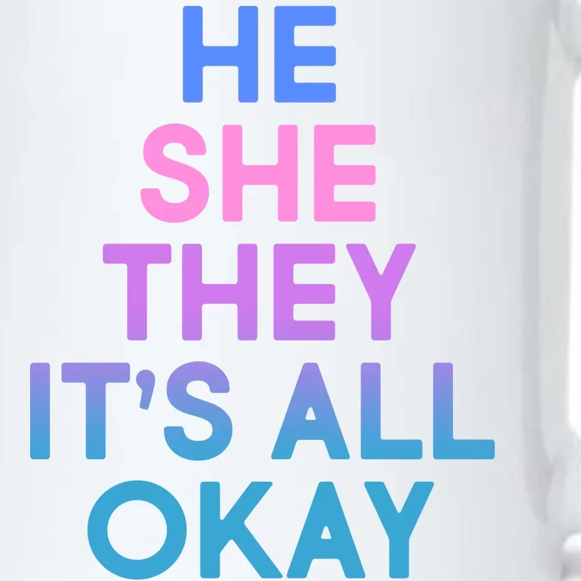 He She They It's All Okay Black Color Changing Mug