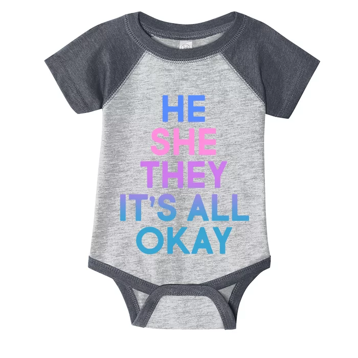 He She They It's All Okay Infant Baby Jersey Bodysuit