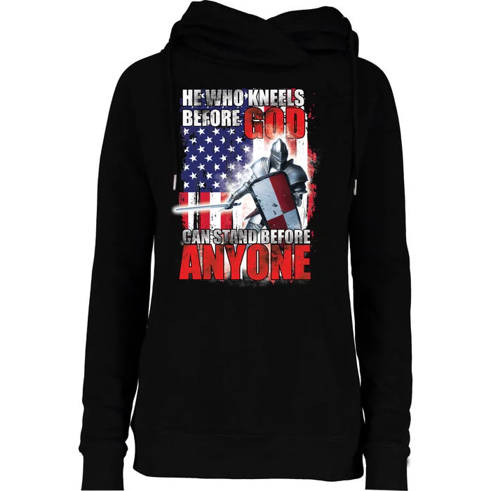 He Who Kneels Before God Can Stan Before Anyone Womens Funnel Neck Pullover Hood