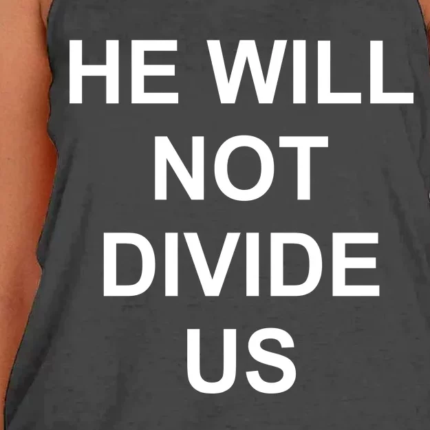 He Will Not Divide US Anti Trump Protest Women's Knotted Racerback Tank