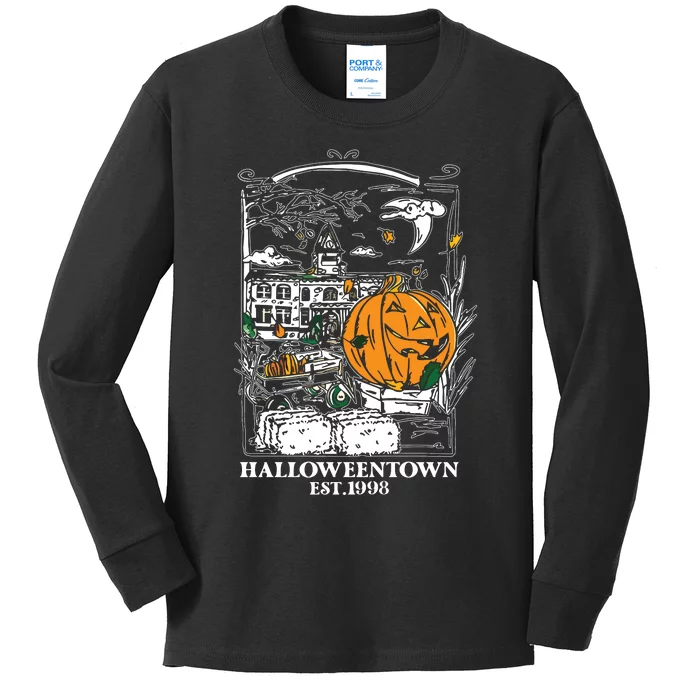 Halloween Est 1998 Funny Halloween Pumpkin Kids Long Sleeve Shirt