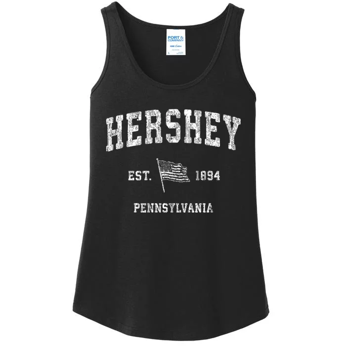 Hershey Est 1894 Pennsylvania Pa Vintage Athletic Vintage Us Flag Sports Design Ladies Essential Tank